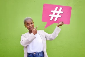 Woman with Hashtag